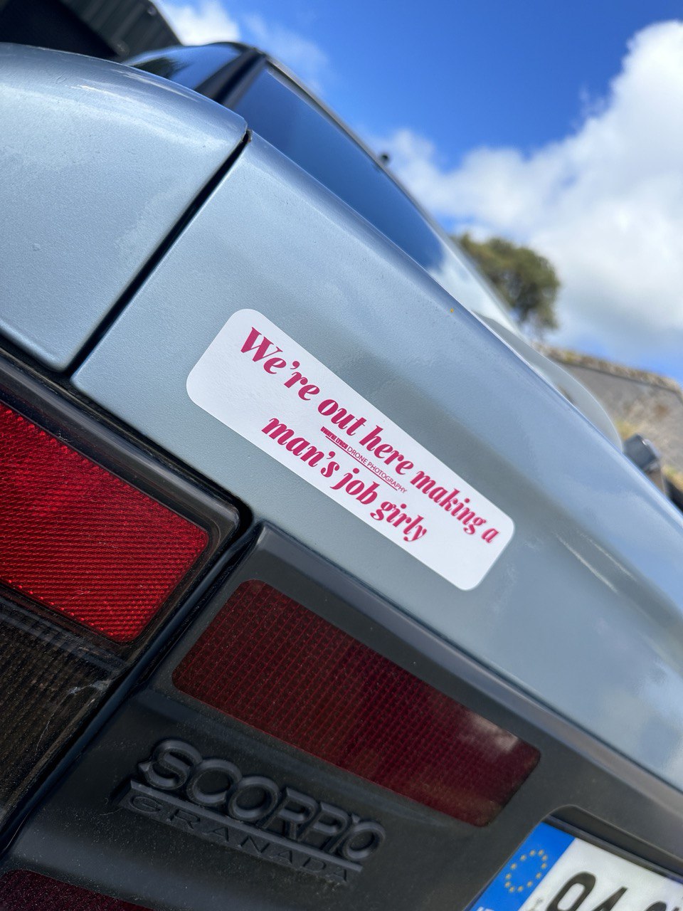 We're out here makin a mans job girly Sticker